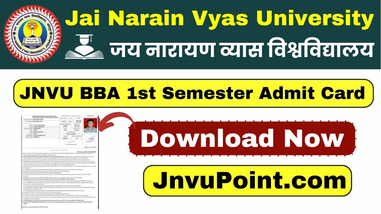 JNVU BBA 1st Semester Admit Card 2025
