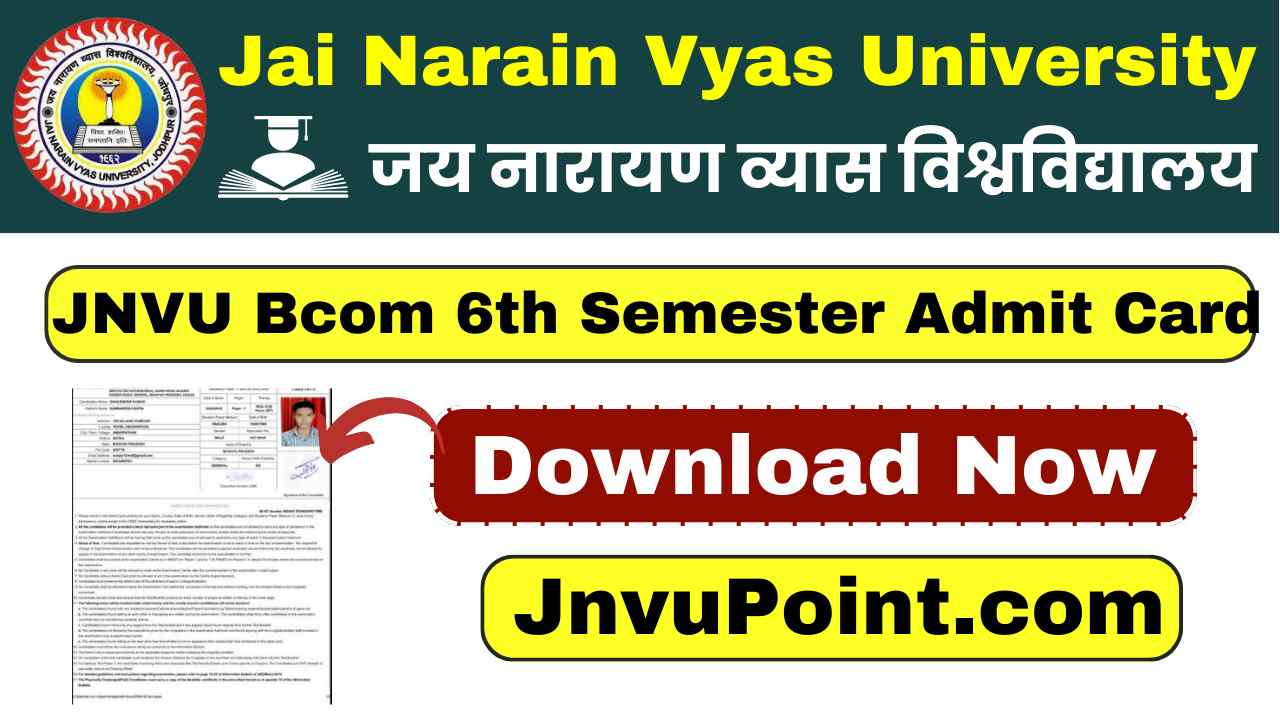 JNVU Bcom 6th Semester Admit Card