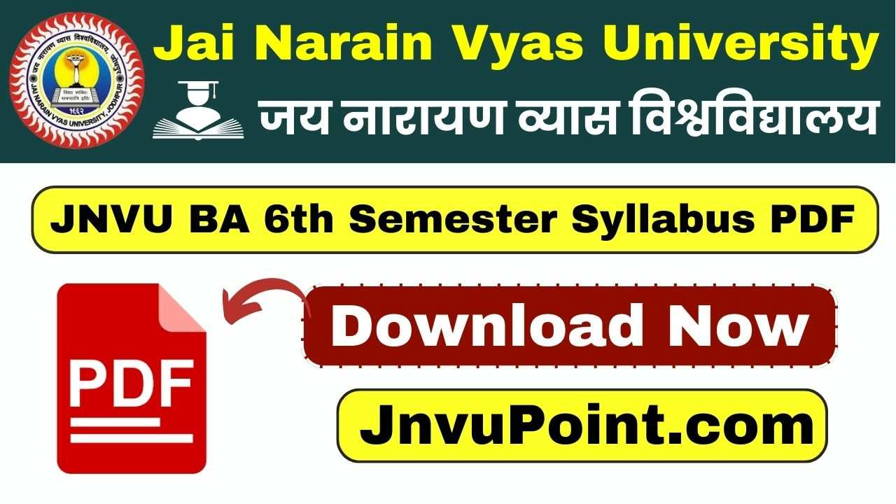 JNVU BA 6th Semester Syllabus 2025 PDF Download
