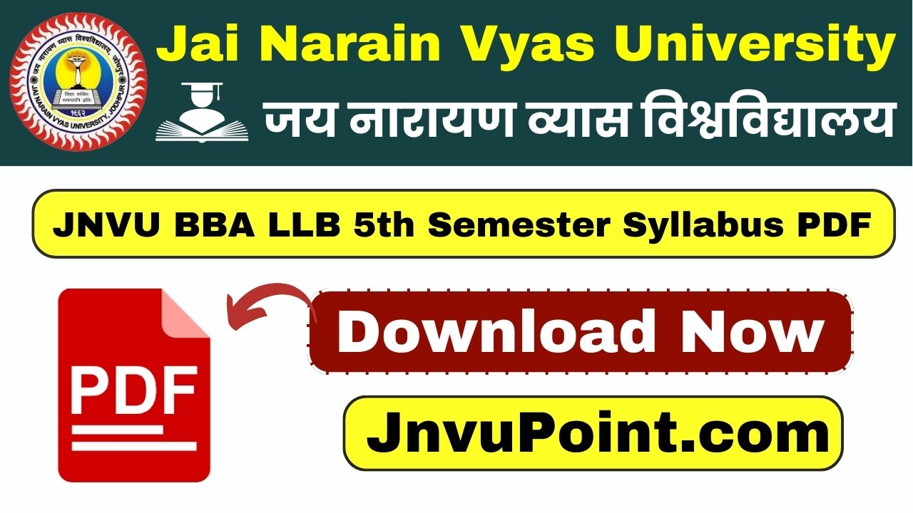 JNVU BBA LLB 5th Semester Syllabus 2025 PDF Download