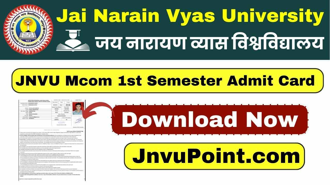 JNVU Mcom 1st Semester Admit Card 2025