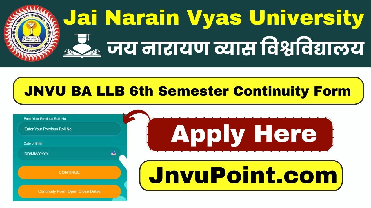JNVU BA LLB 6th Semester Continuity Form 2025