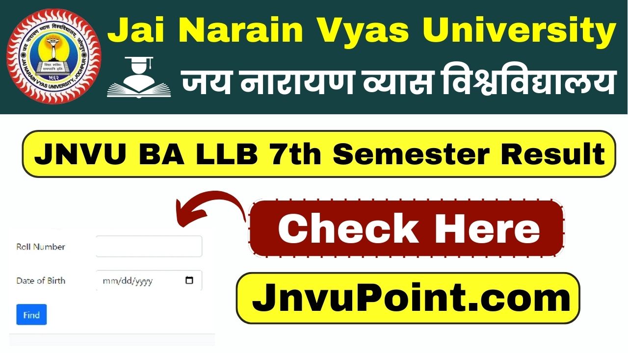JNVU BA LLB 7th Semester Result 2025