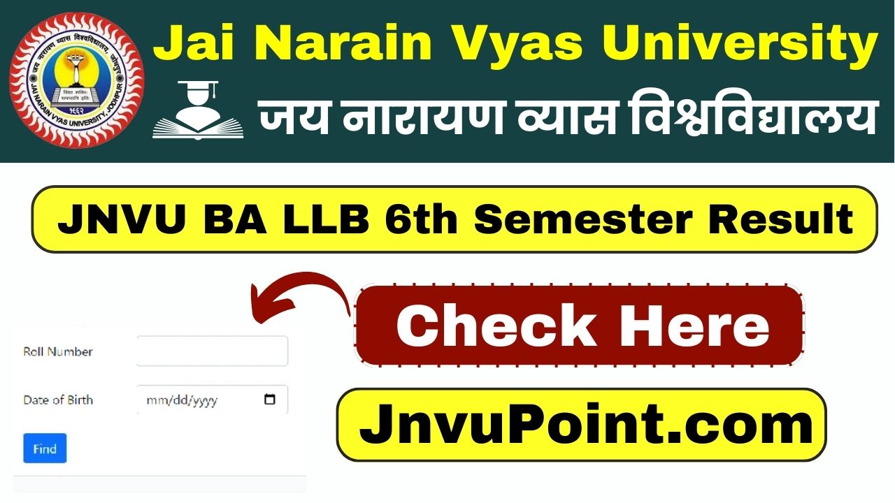 JNVU BA LLB 6th Semester Result 2025