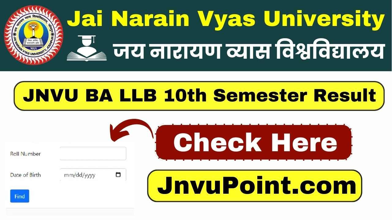 JNVU BA LLB 10th Semester Result 2025
