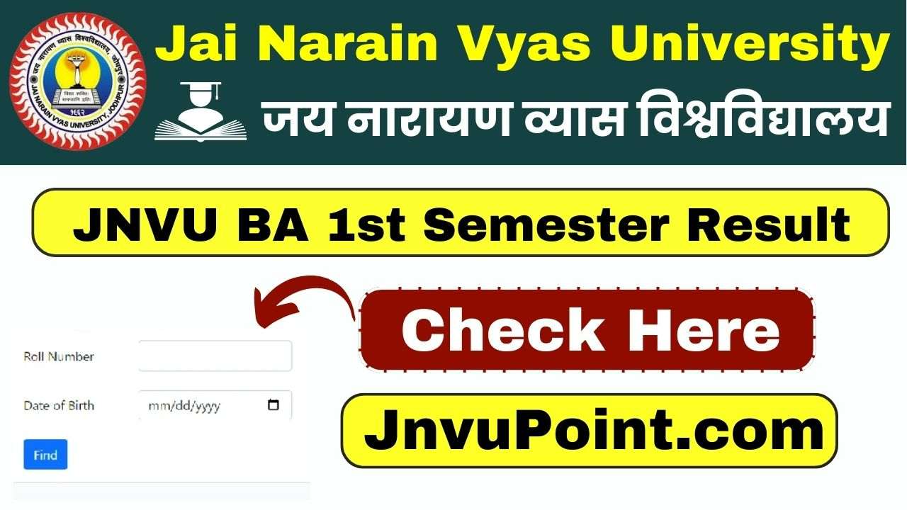 JNVU BA 1st Semester Result 2025