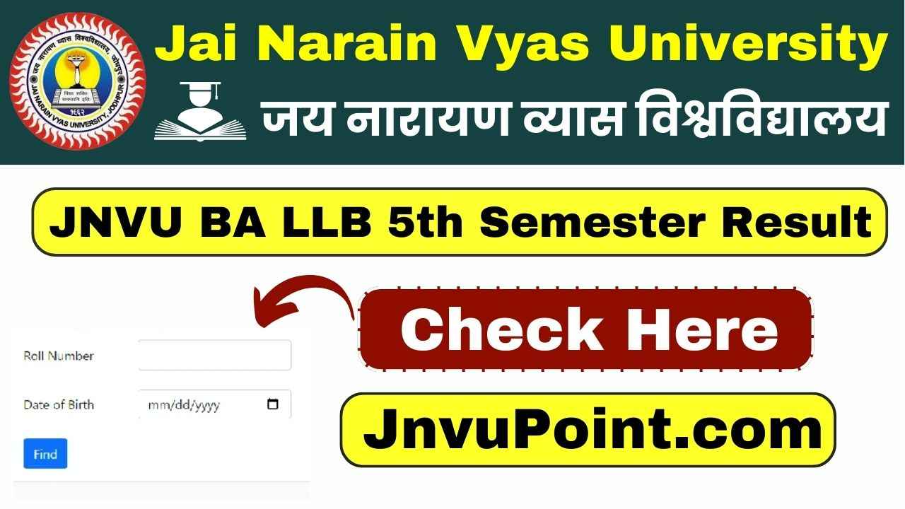JNVU BA LLB 5th Semester Result 2025