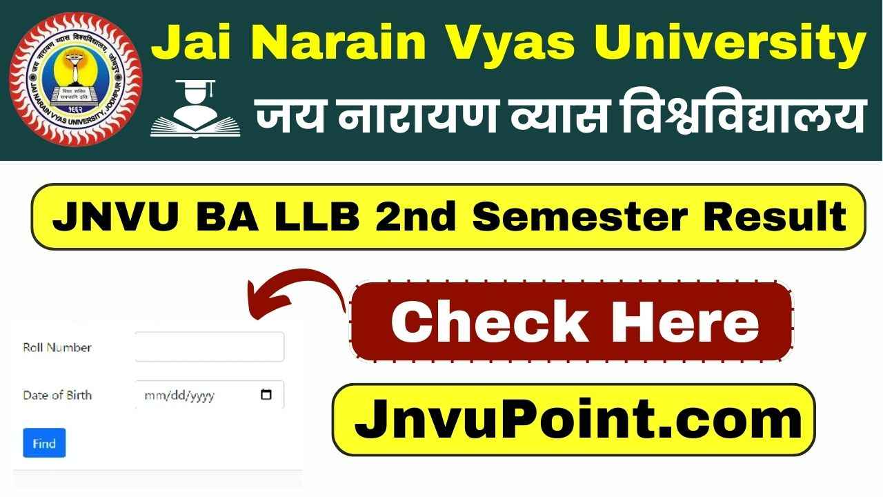 JNVU BA LLB 2nd Semester Result 2025