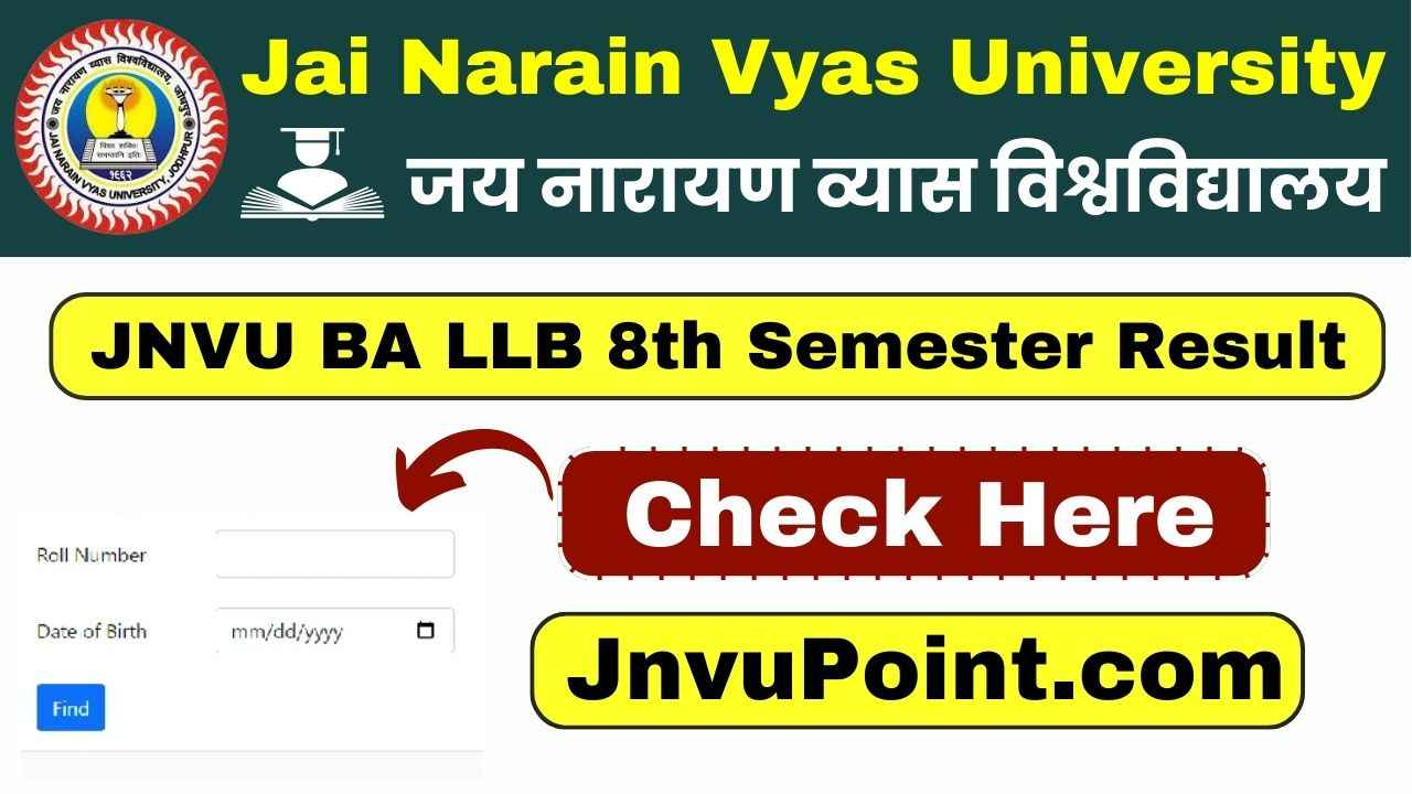 JNVU BA LLB 8th Semester Result 2025