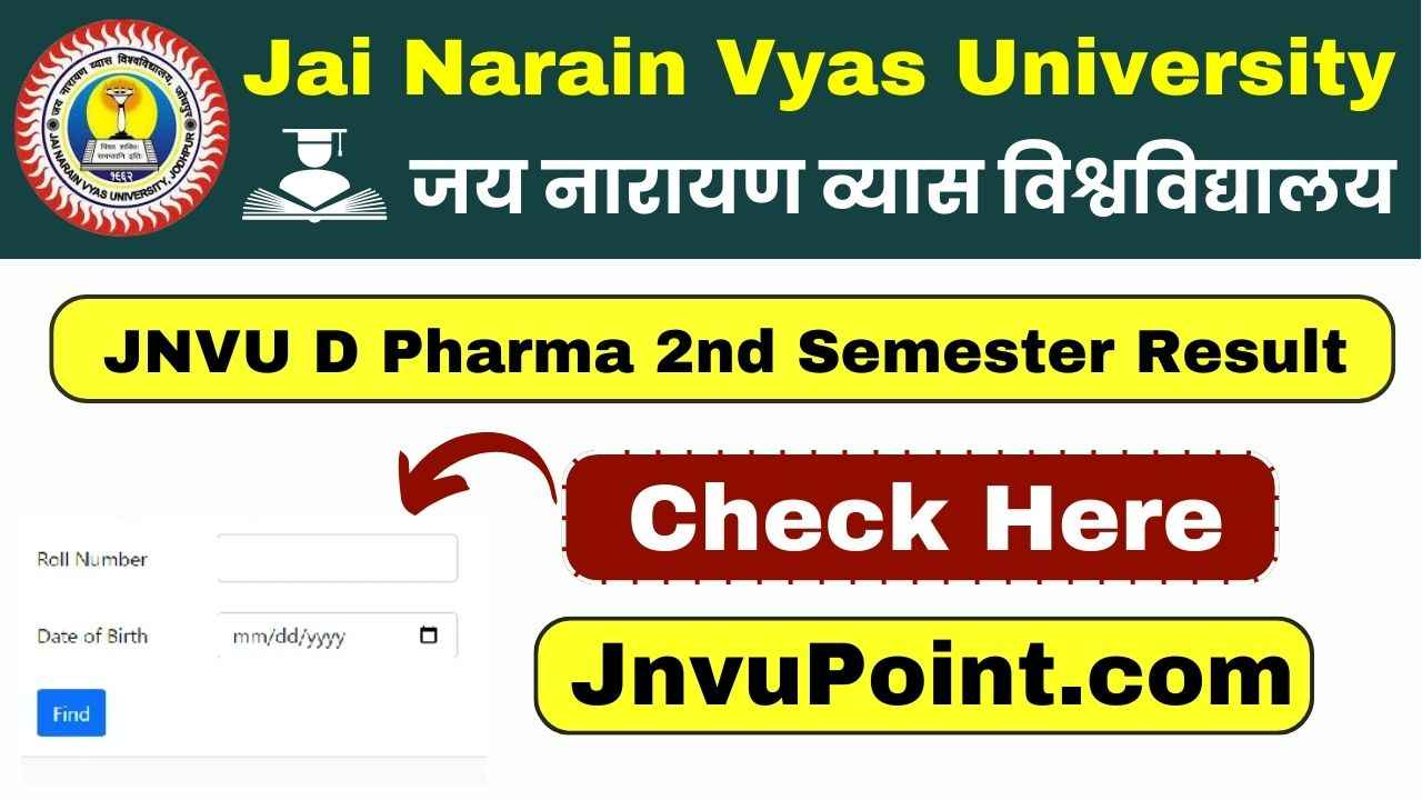JNVU D Pharma 2nd Semester Result 2025