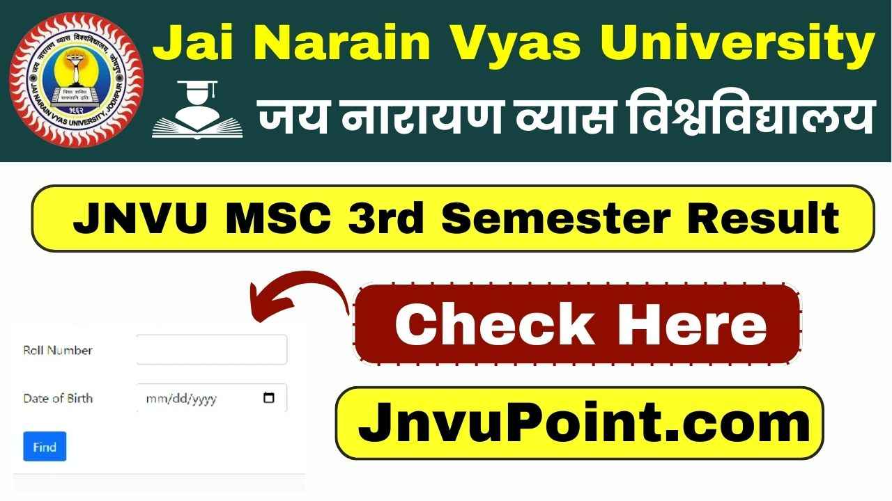 JNVU MSC 3rd Semester Result 2025