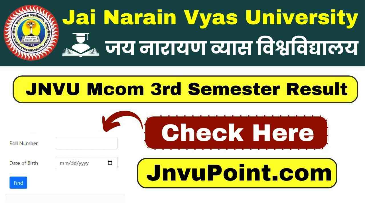 JNVU Mcom 3rd Semester Result 2025