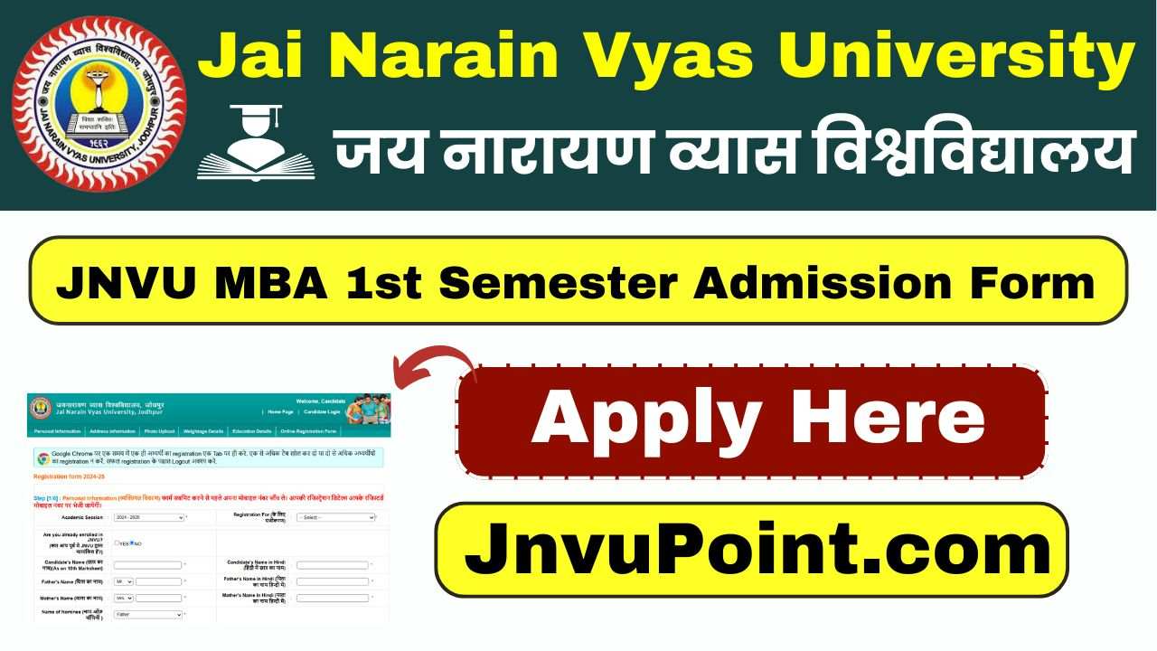 JNVU MBA 1st Semester Admission Form 2025
