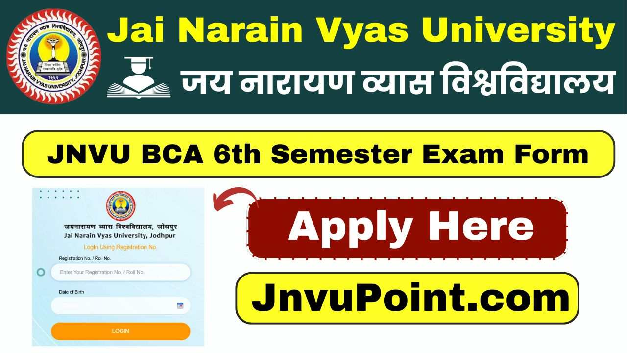 JNVU BCA 6th Semester Exam Form 2025