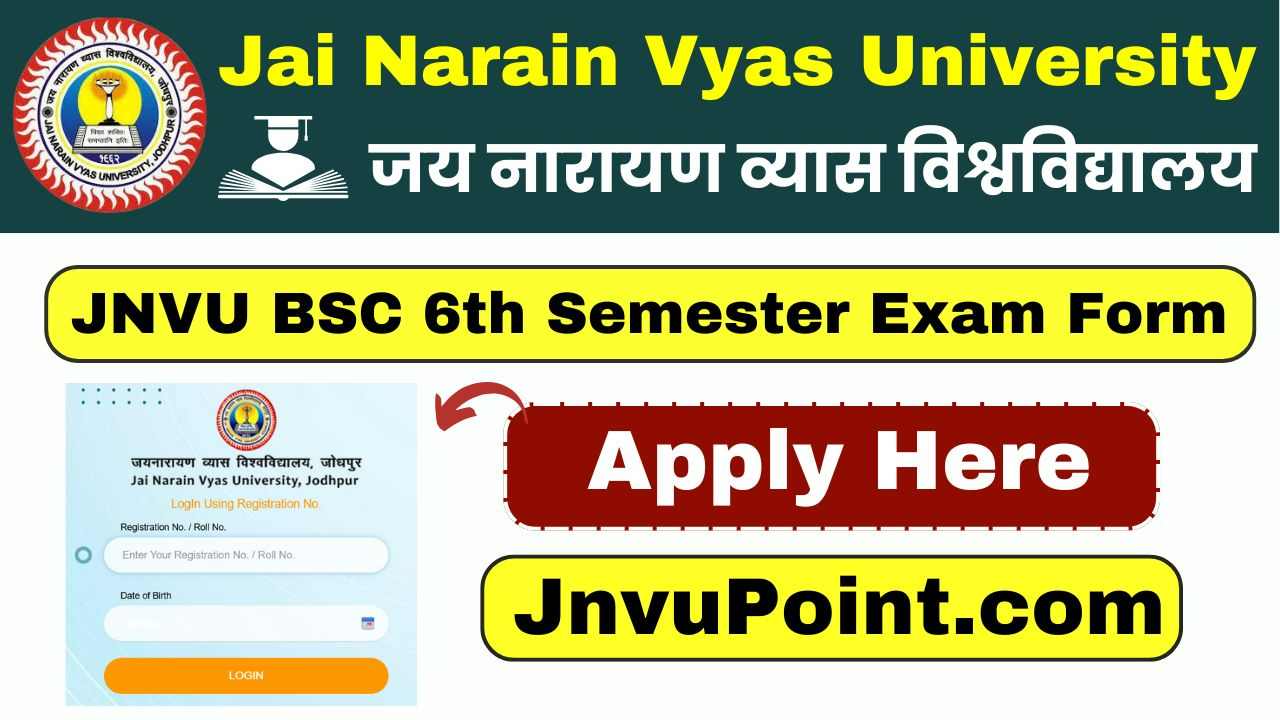 JNVU BSC 6th Semester Exam Form 2025