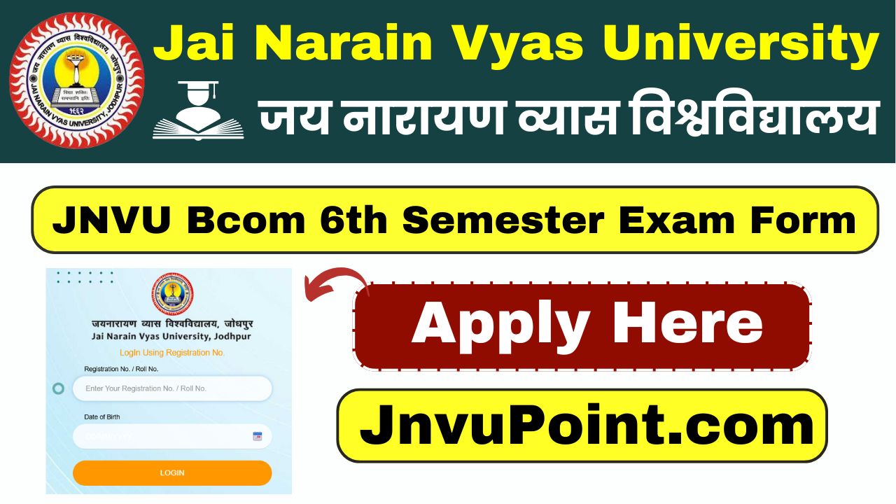 JNVU Bcom 6th Semester Exam Form 2025