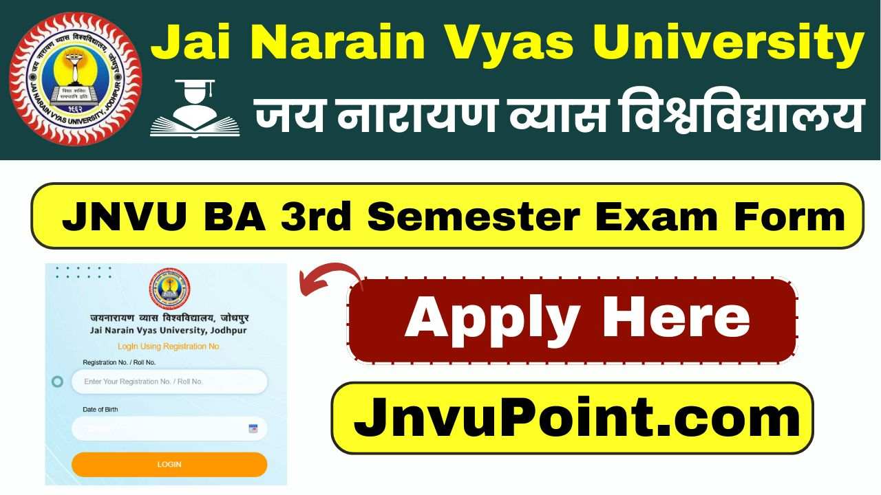 JNVU BA 3rd Semester Exam Form 2025