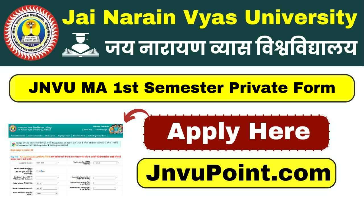 JNVU MA 1st Semester Private Form 2025